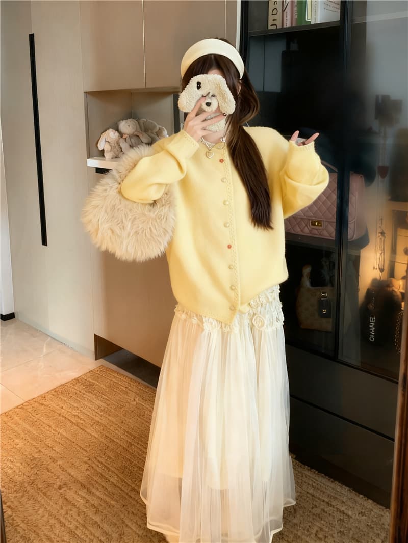 실사 빅 사이즈 여성 가을 색상 단추 느긋한 루즈핏 니트 오픈 가디건 맨위 부드러운 바람 부드러운 찹쌀 사탕 색상 스웨터 상세 이미지 11