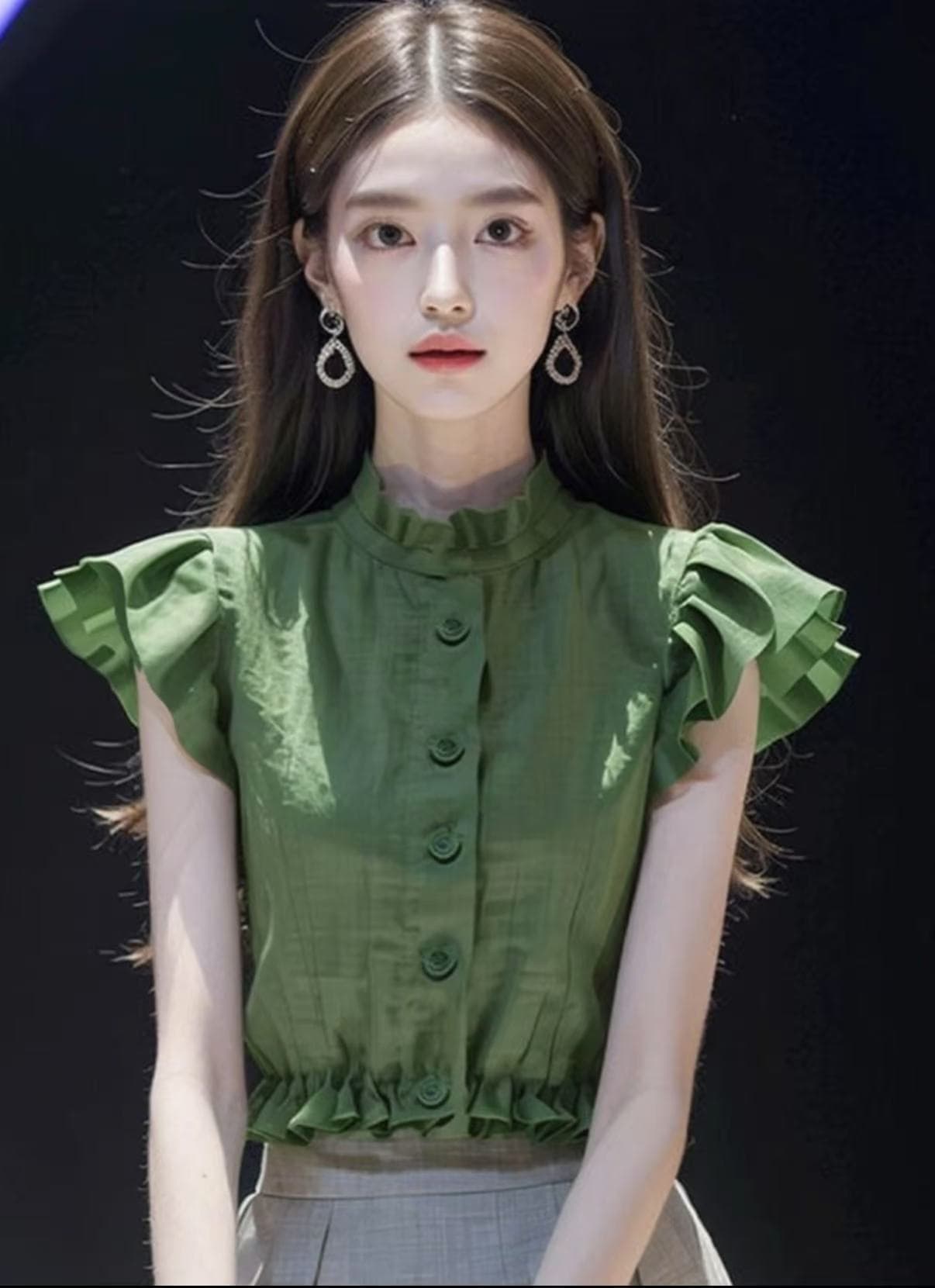 고유 한 아름다운 작은 셔츠 외국 가스 고급 Chic 품격 빛 요리 한 프랑스식 특히 라이트 작은 대중 작은 날다 소매 맨위 여성 여름 이미지 2