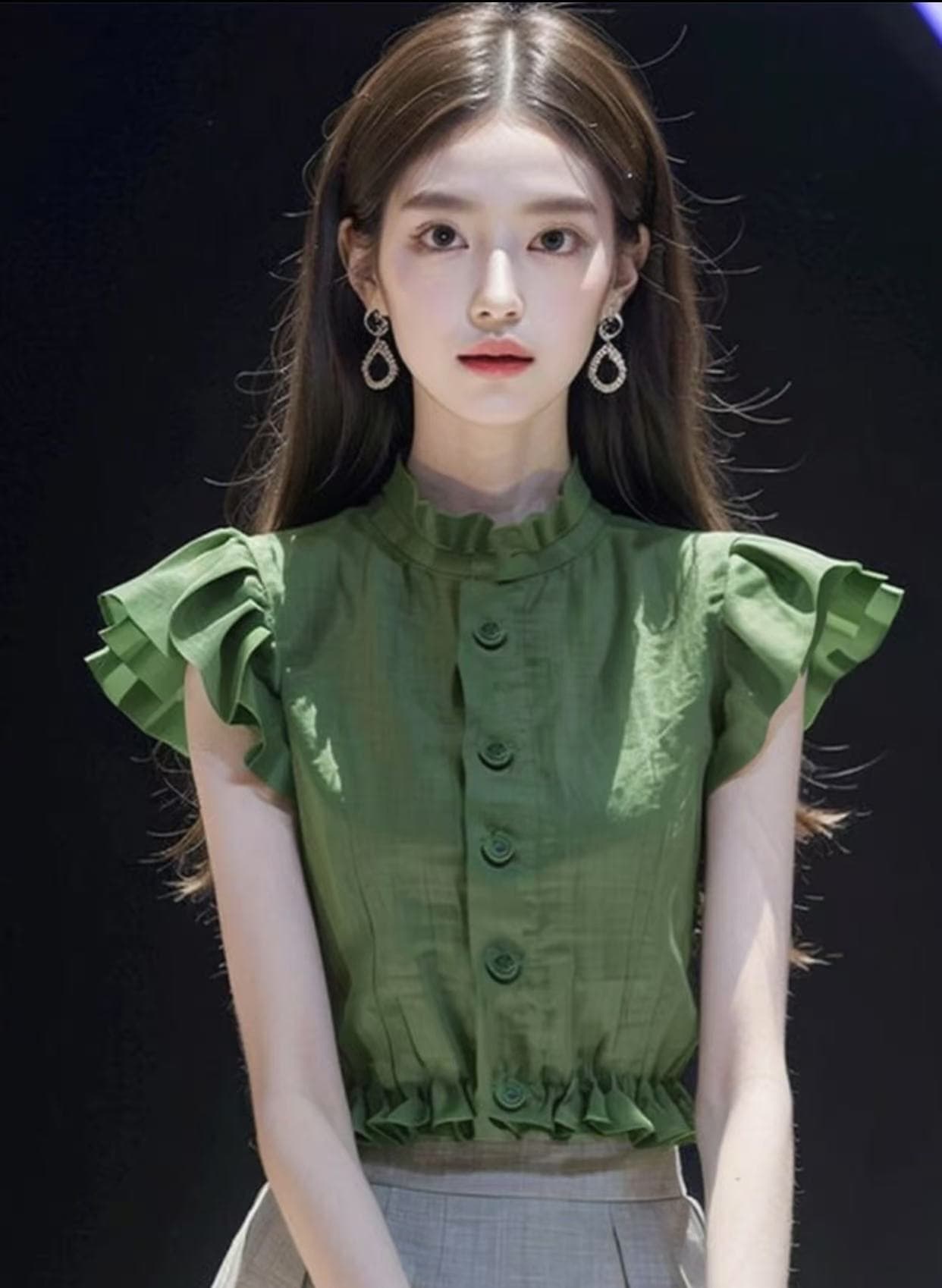 고유 한 아름다운 작은 셔츠 외국 가스 고급 Chic 품격 빛 요리 한 프랑스식 특히 라이트 작은 대중 작은 날다 소매 맨위 여성 여름 이미지 4