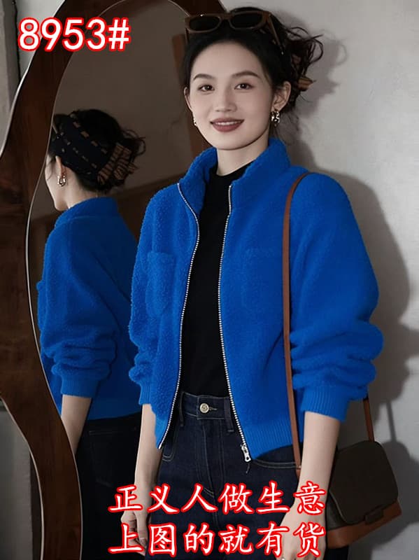 2025 겨울 올해 인기 폭발 작은 샤넬 스타일 고유 한 고급 센스 슈퍼 잘 생긴 유럽 상품 파란색 양털 여성 코트