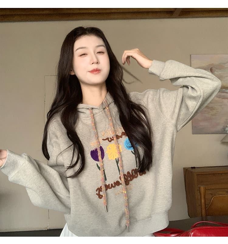 실사 특별 가격 순수한 Mianhua 면 복합 오스트리아 과립 플러시 후드티 여성 의류 가을 겨울 새로운 가시 자수 후드 보온 맨위 상세 이미지 2
