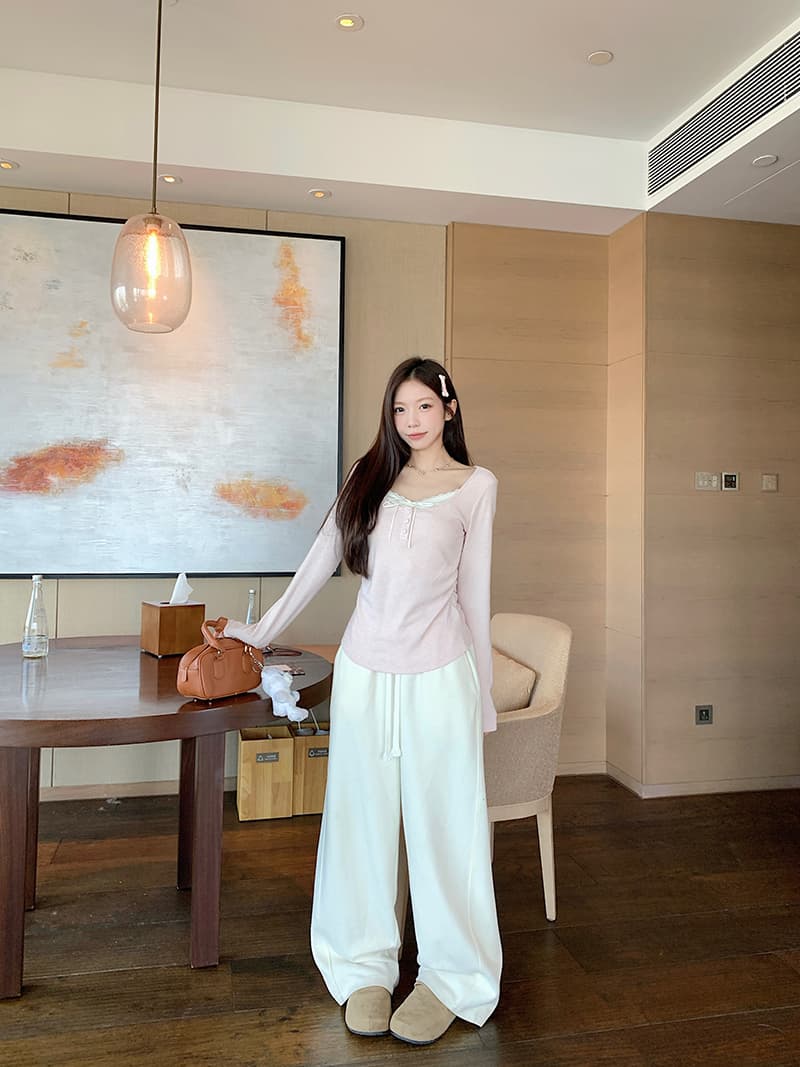 실사 특별 가격 1 1 잡아라. 털 양모 240 그램 긴팔 티셔츠 기본 셔츠 여성 봄 가을 인사이드 가져 가라. 레이스 광장 칼라 맨위 상세 이미지 18