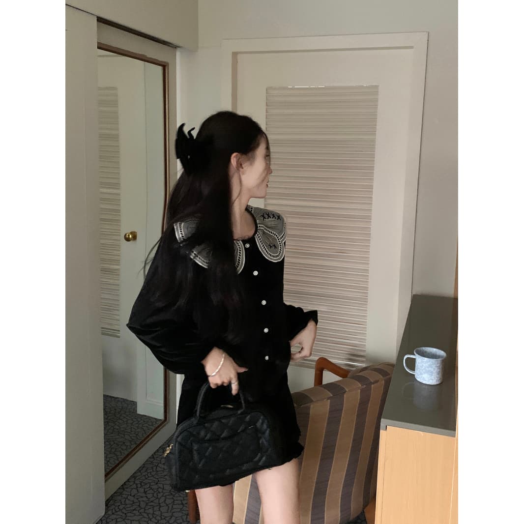 실사 정가 프랑스식 품격 디자인 센스 진주 단추 셔츠 여성 의류 2025 봄 새로운 슬림해 보이는 맨위 이미지 4