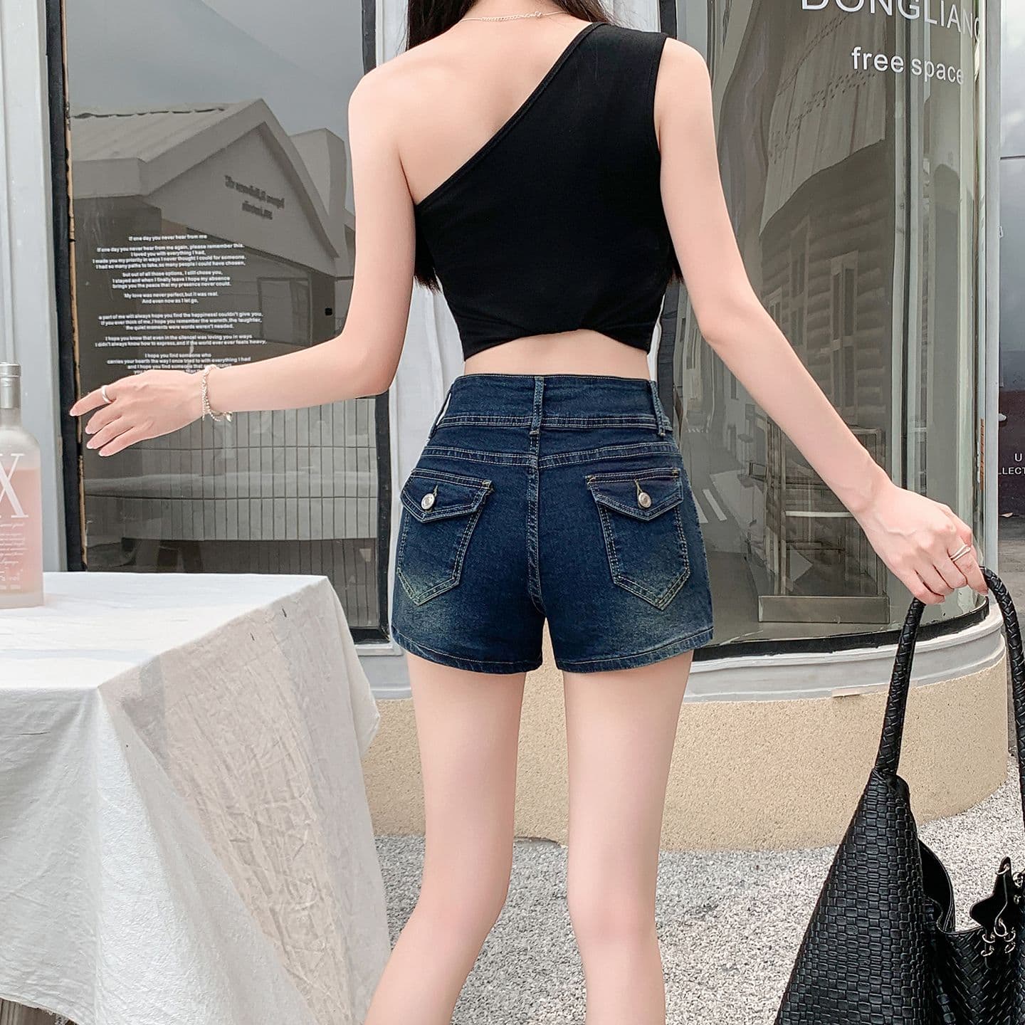실사 정가 아메리칸 핫걸 로우 웨이스트 펭 넓적 다리 데님 반바지 여성 새로운 레트로 다용도 한 마디 타이트 스커트 뜨거운 바지 상세 이미지 10