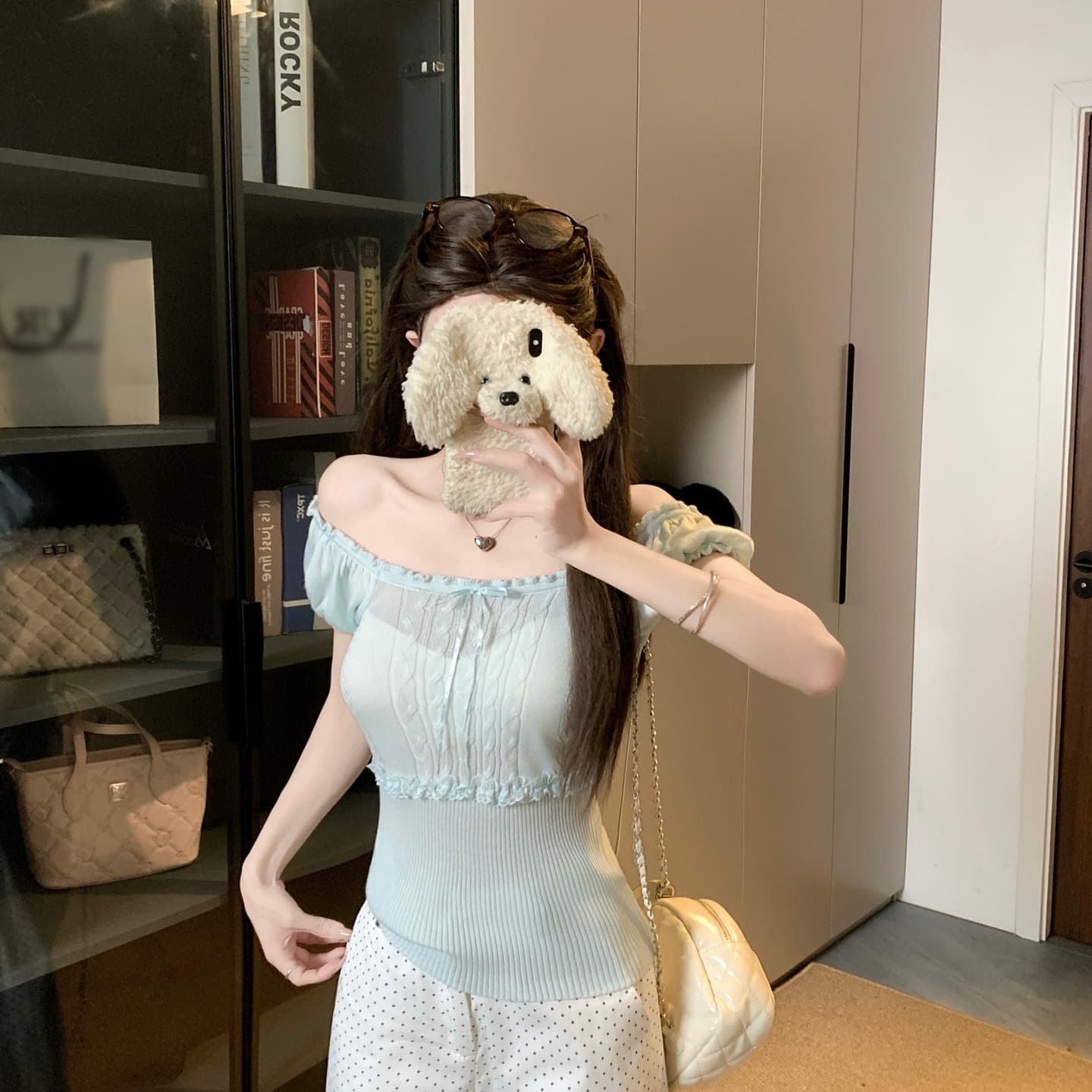 물건 가져 오기 ~까지 Daxi 하오 b03c 한 부서 여름 달콤함 레이스 패치워크 레이스 광장 칼라 다용도 니트 반팔 맨위 이미지 5