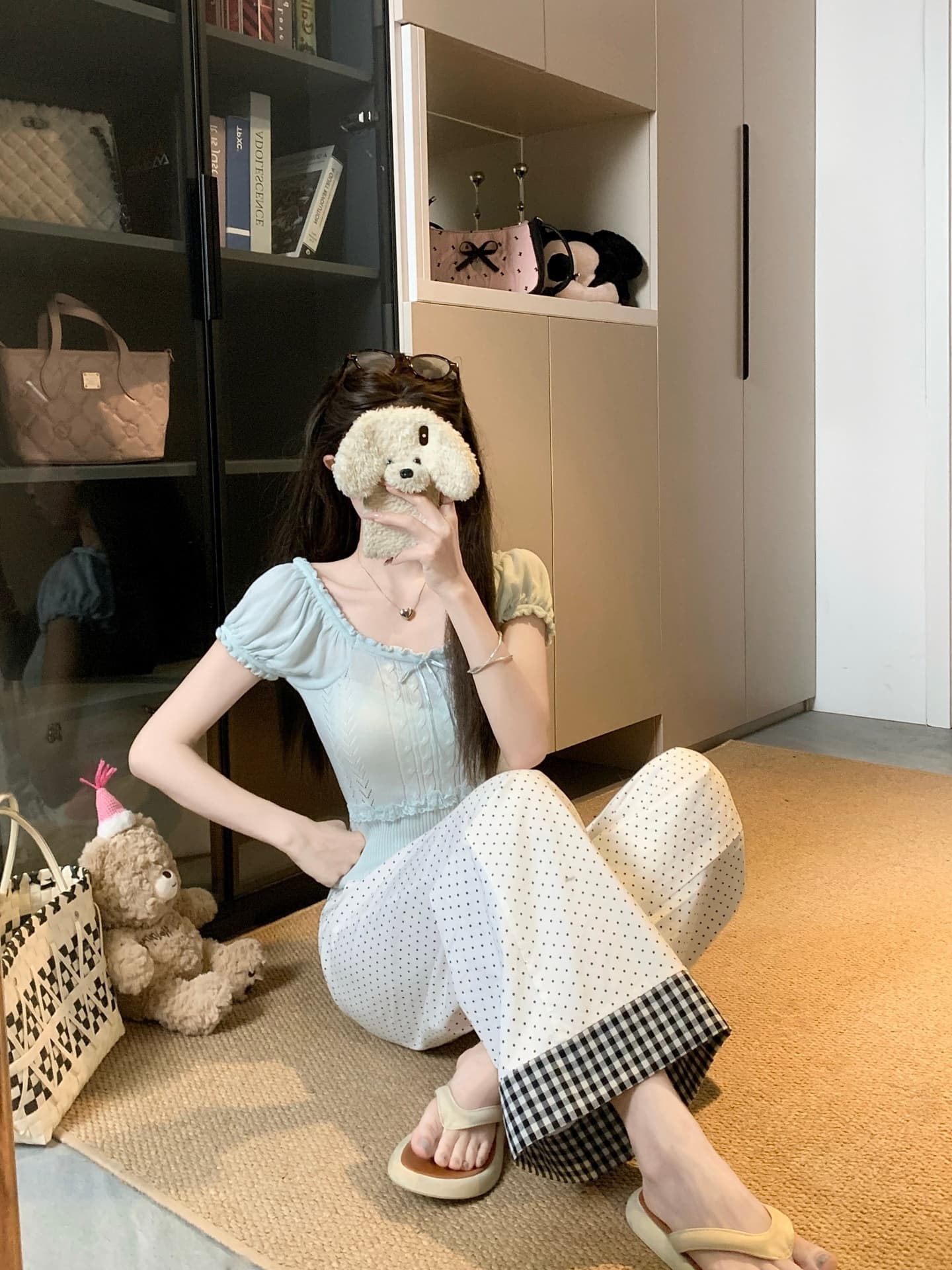 물건 가져 오기 ~까지 Daxi 하오 b03c 한 부서 여름 달콤함 레이스 패치워크 레이스 광장 칼라 다용도 니트 반팔 맨위 상세 이미지 10