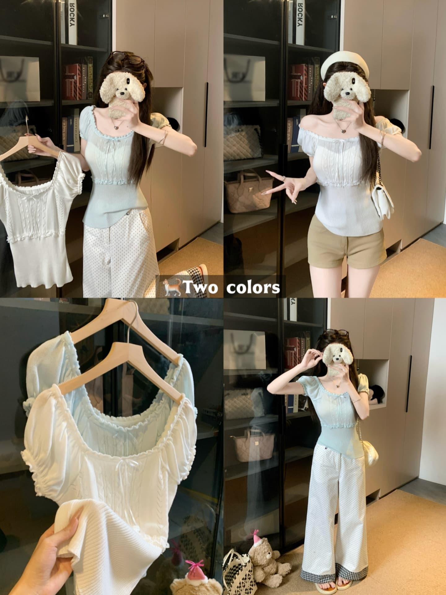물건 가져 오기 ~까지 Daxi 하오 b03c 한 부서 여름 달콤함 레이스 패치워크 레이스 광장 칼라 다용도 니트 반팔 맨위 상세 이미지 25