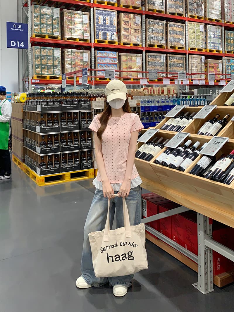 실사 특별 가격 반팔 티셔츠 여성 의류 여름 새로운 한 부서 나비 매듭 몸매 가꾸기 도트 무늬 레이스 밑단 라운드 넥 맨위 상세 이미지 11