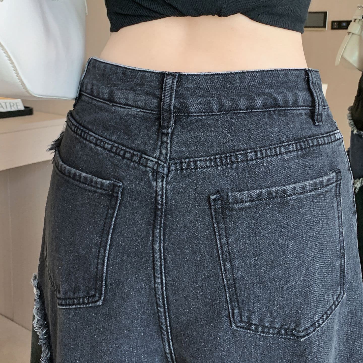 실사 정가 아메리칸 레트로 거친 가장자리 하트 패치워크 배색 청바지 여성 새로운 루즈핏 스트레이트 와이드 레그 팬츠 상세 이미지 24