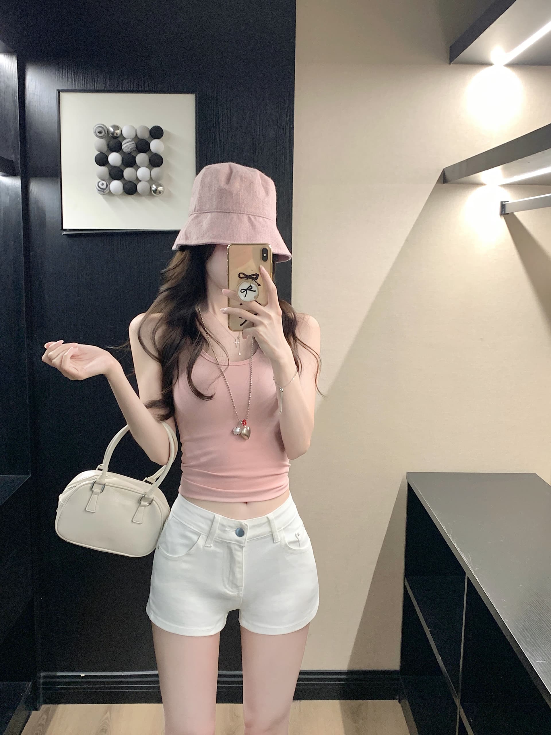 실사 아메리칸 핑크색 하이웨이스트 데님 초단바지 여성 여름 새로운 핫걸 이후 주머니 자수 리프트 엉덩이 핫 바지 상세 이미지 11
