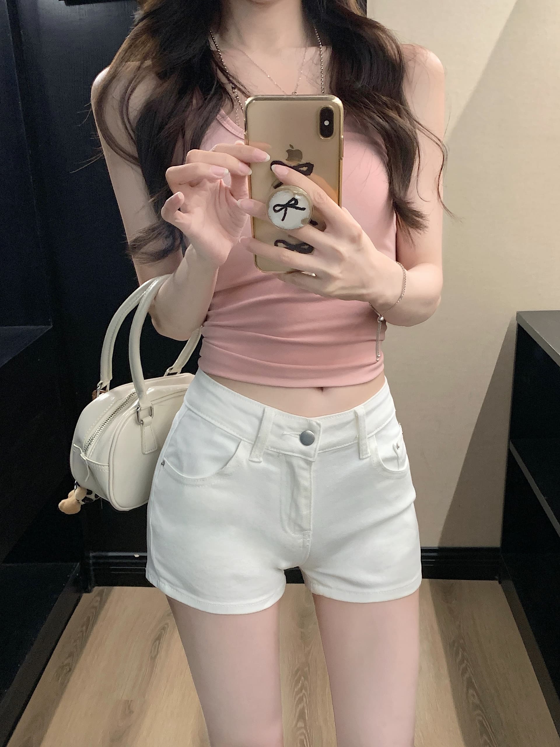 실사 아메리칸 화이트 자수 데님 반바지 여성 여름 디자인 센스 핫걸 몸매 가꾸기 타이트 슬림해 보이는 핫 바지 상세 이미지 10