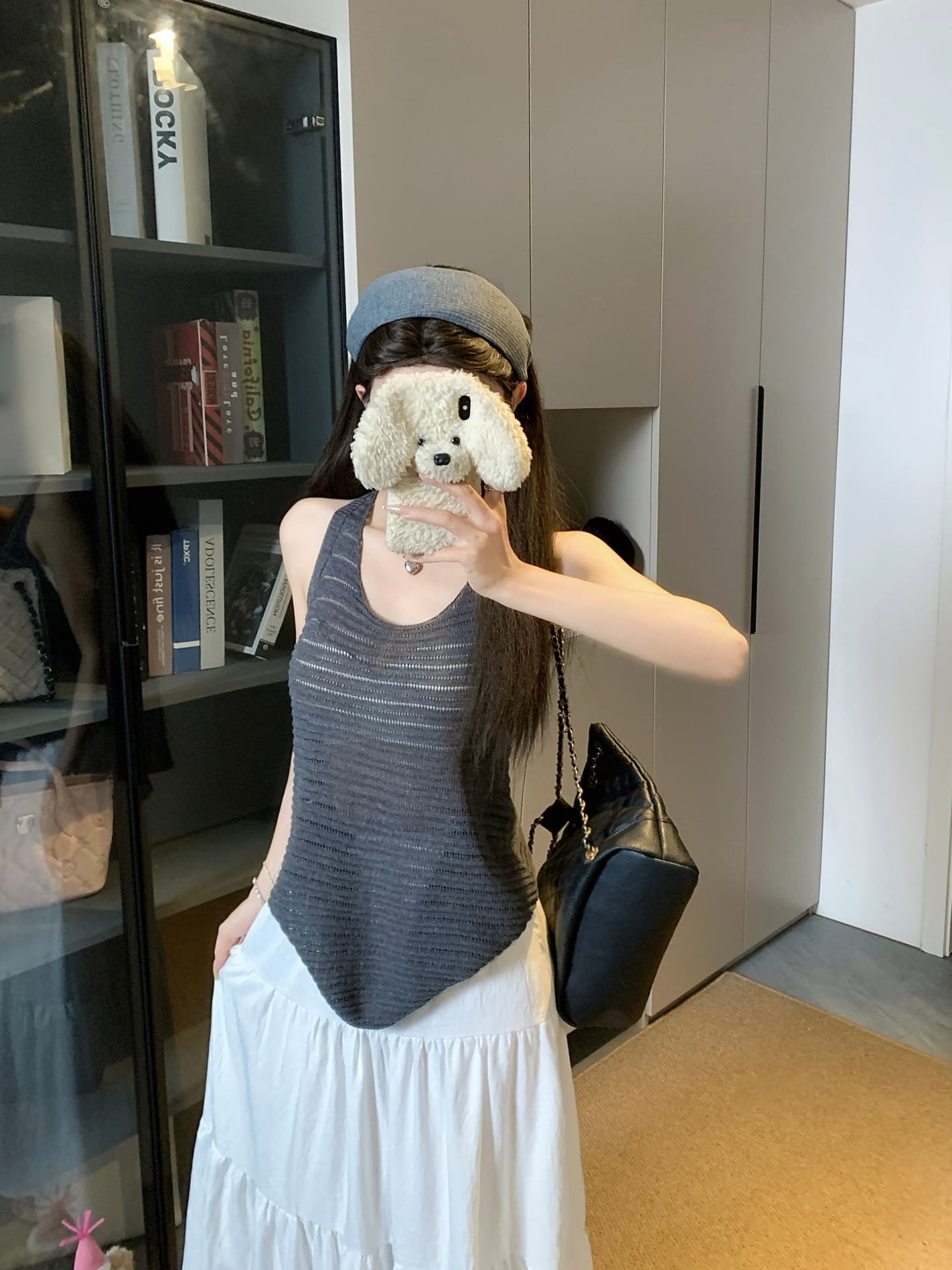 물건 가져 오기 ~까지 Daxi 하오 b03c 한 부서 행침 목 홀로우 아웃 백리스 니트 조끼 여름 루즈핏 슬림해 보이는 민소매 맨위 상세 이미지 36