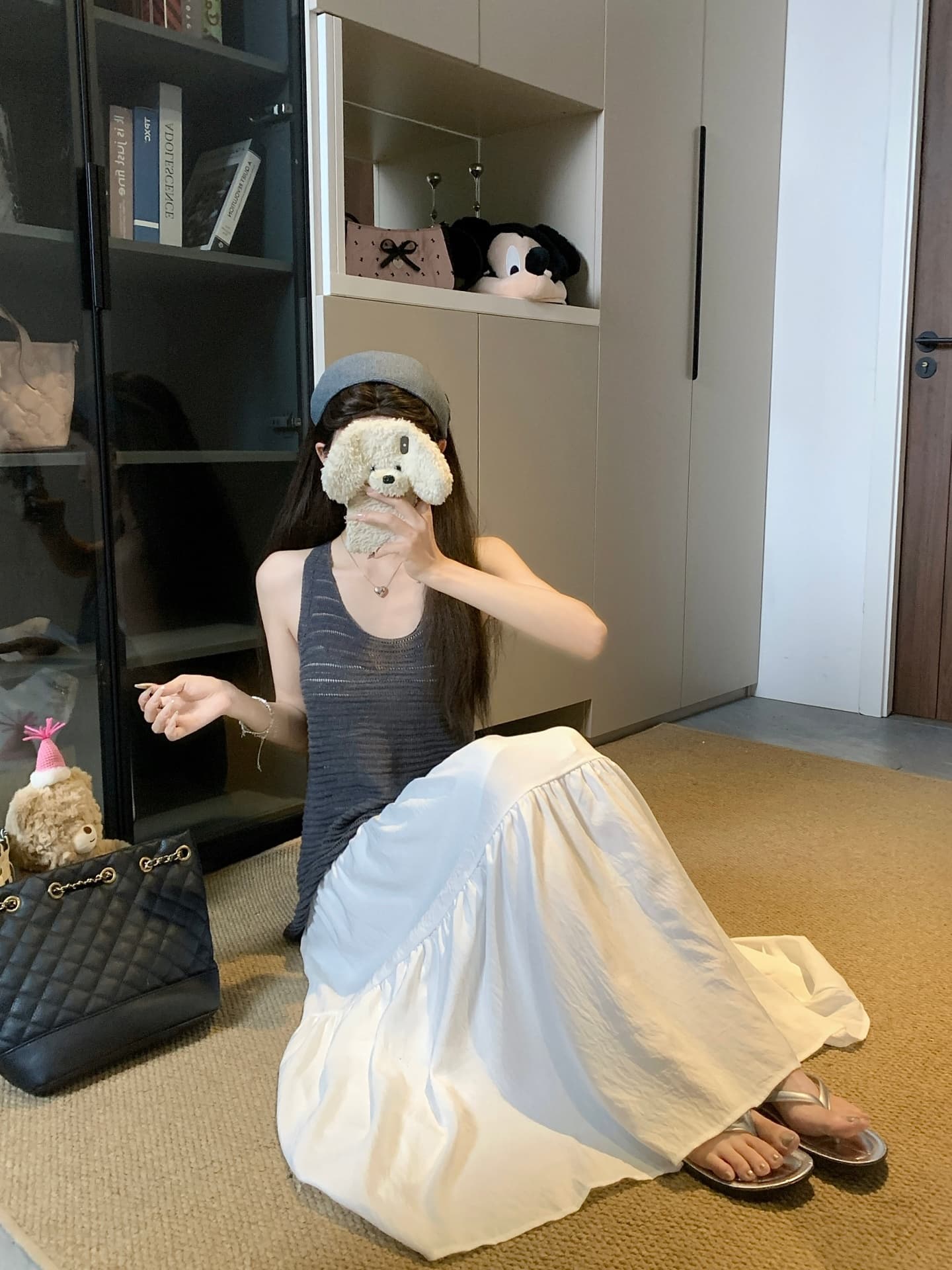 물건 가져 오기 ~까지 Daxi 하오 b03c 한 부서 행침 목 홀로우 아웃 백리스 니트 조끼 여름 루즈핏 슬림해 보이는 민소매 맨위 상세 이미지 42
