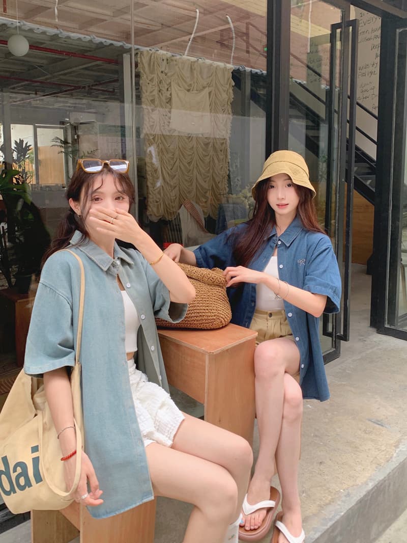 실사 정가 레트로 캐주얼 나비 매듭 자수 여성 셔츠 2026 새로운 POLO 칼라 5 점 소매 맨위 상세 이미지 10