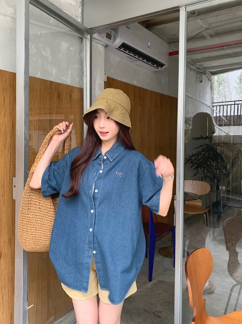 실사 정가 레트로 캐주얼 나비 매듭 자수 여성 셔츠 2026 새로운 POLO 칼라 5 점 소매 맨위 상세 이미지 16