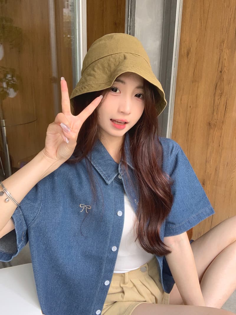실사 정가 레트로 캐주얼 나비 매듭 자수 여성 셔츠 2026 새로운 POLO 칼라 5 점 소매 맨위 상세 이미지 20