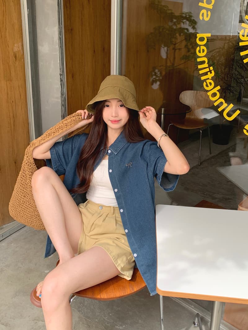 실사 정가 레트로 캐주얼 나비 매듭 자수 여성 셔츠 2026 새로운 POLO 칼라 5 점 소매 맨위 상세 이미지 24