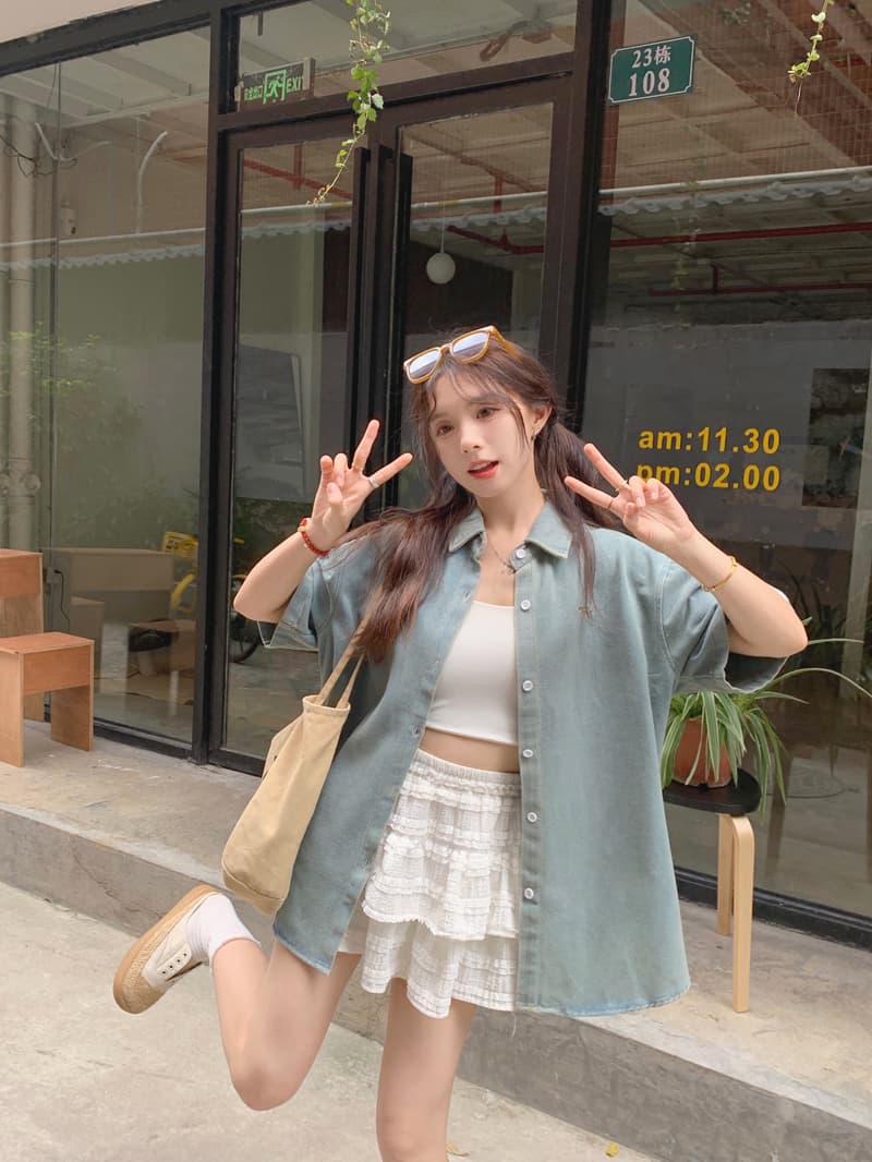 실사 정가 레트로 캐주얼 나비 매듭 자수 여성 셔츠 2026 새로운 POLO 칼라 5 점 소매 맨위 상세 이미지 28