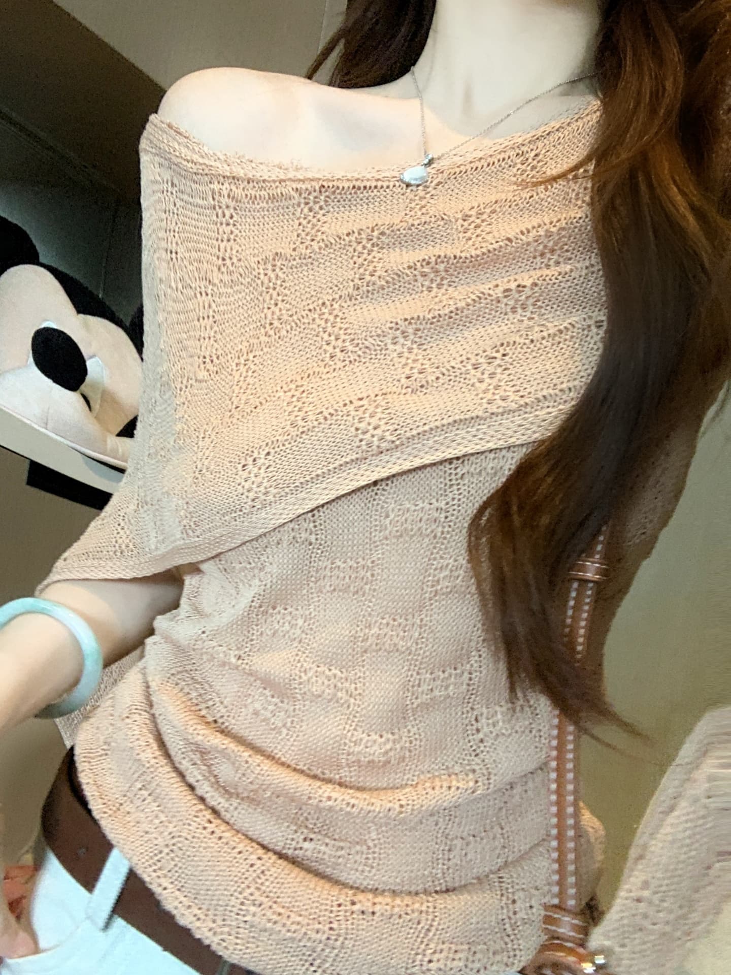 물건 가져 오기 ~까지 Daxi 하오 b03c 리본 비스듬한 어깨 홀로우 아웃 니트 티셔츠 여름 몸매 가꾸기 허리 수축 슬림해 보이는 인사이드 잡아라. 의류 상세 이미지 8