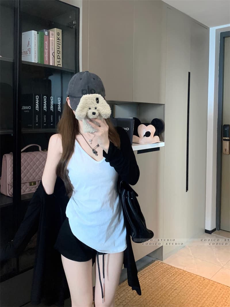 실사 정가 느긋한 바람 검정색 카디건 코트 인사이드 가져 가라. 슬립 여성 슬림해 보이는 3종 세트 이미지 3