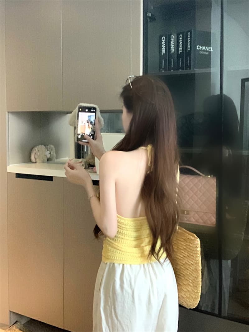 실사 정가 홀로우 아웃 자수 니트 행침 목 조끼 여성 여름 디자인 센스 핫걸 몸매 가꾸기 다용도 민소매 맨위 상세 이미지 2
