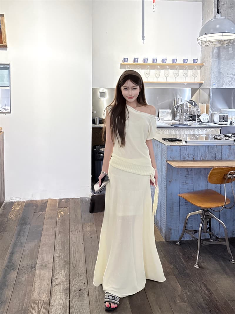 실사 정가 한 부서 라이 경기 서울 아마 혼방 세트 대 u 칼라 표지 고기 부드러운 품격 롱 스커트 투피스 세트 상세 이미지 22