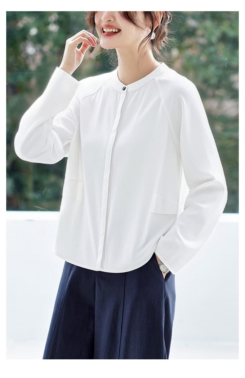 2026 여성 긴 소매 스탠드 칼라 품격 맨위 고급 센스 편안함 순면 셔츠 출퇴근 바람 레트로 체크무늬 셔츠 상세 이미지 19