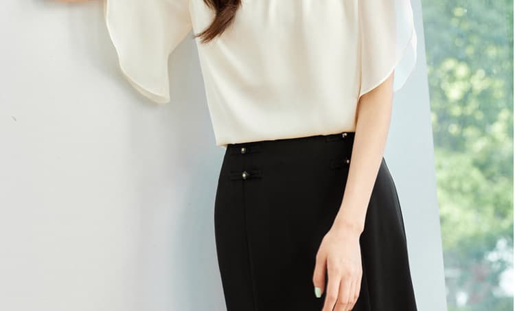 2026 Chic 매우 요정 ~ 중 맨위 레이스 조각 쉬폰 여성 셔츠 여름 루즈핏 표지 배 슬림해 보이는 연령 감소 작은 셔츠 상세 이미지 26