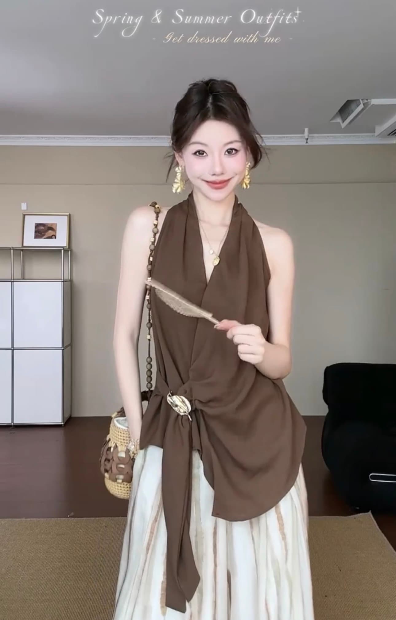 스트랩 디자인 행침 목 민소매 면 린넨 캐미솔 상세 이미지 8