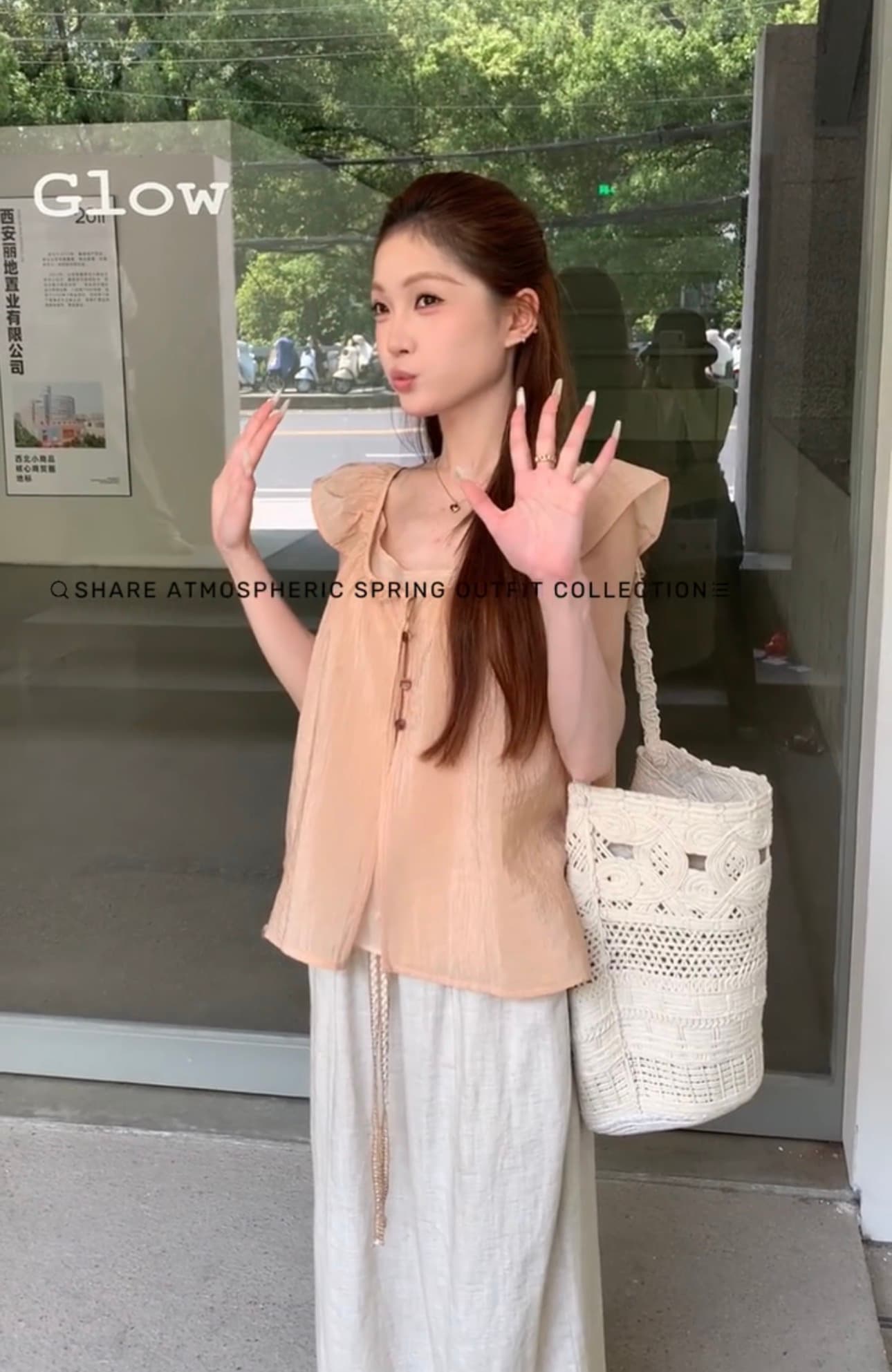 캐미솔 Feifei 소매 셔츠 투피스 세트 상세 이미지 6