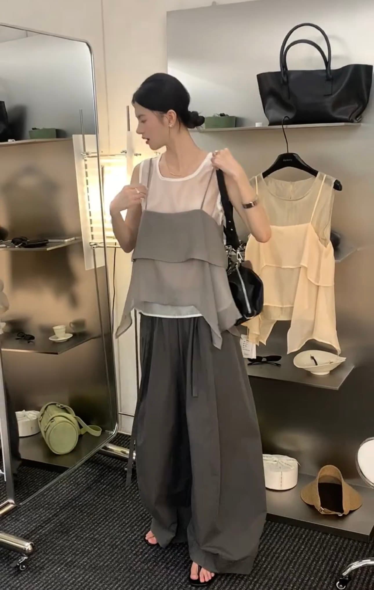 한 부서 스택 착용 캐미솔 투피스 세트 상세 이미지 2