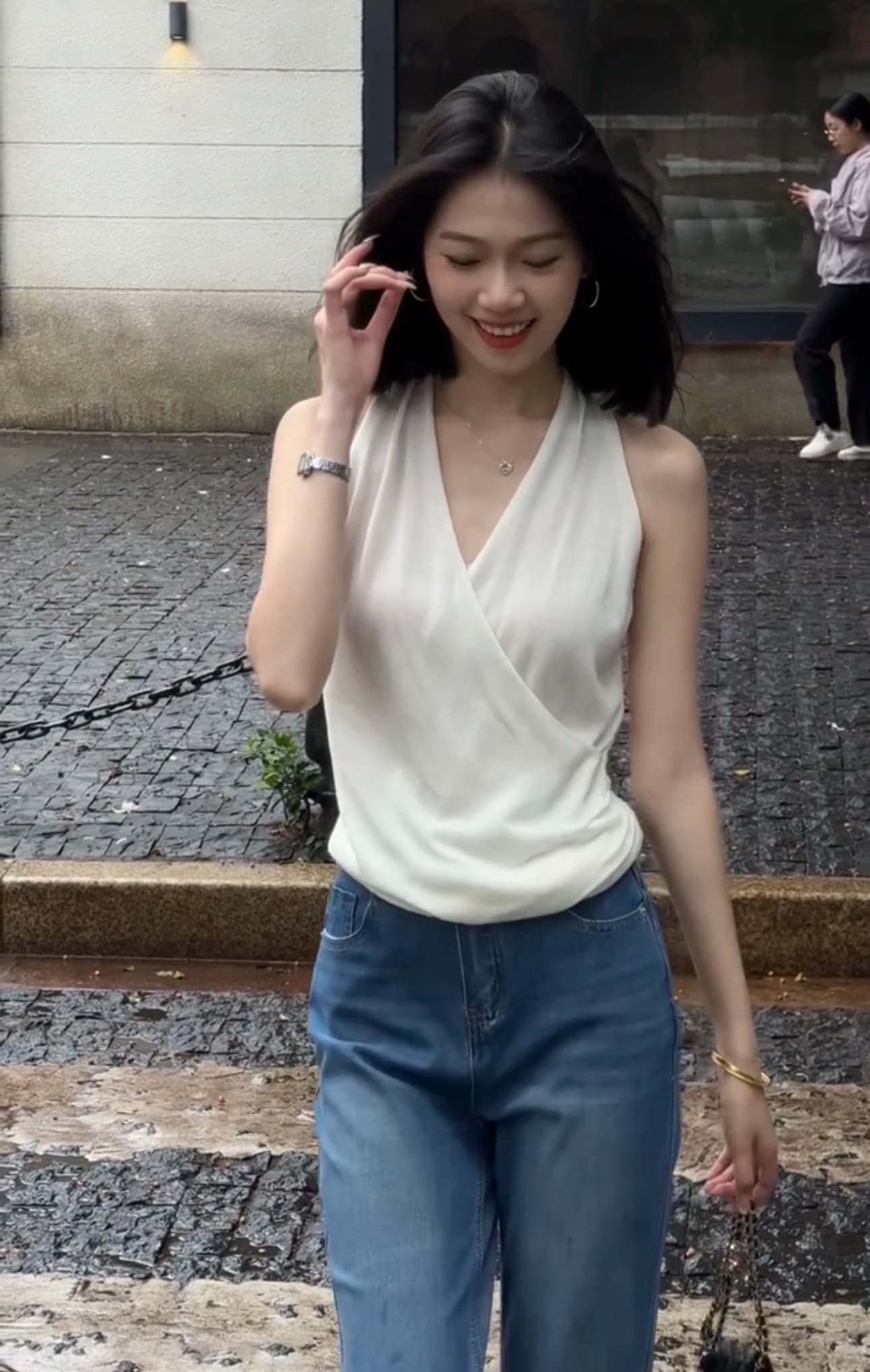 프랑스식 행침 목 십자가 니트 조끼 상세 이미지 4