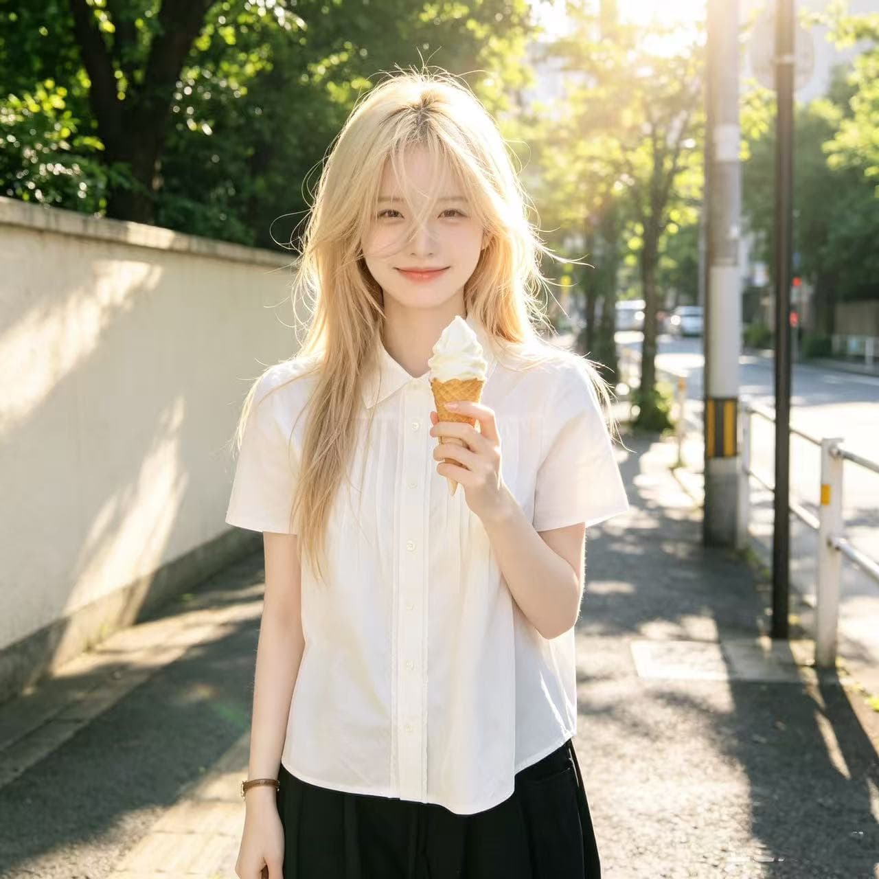 화이트 탑 그램 Pleat 셔츠 이미지 3