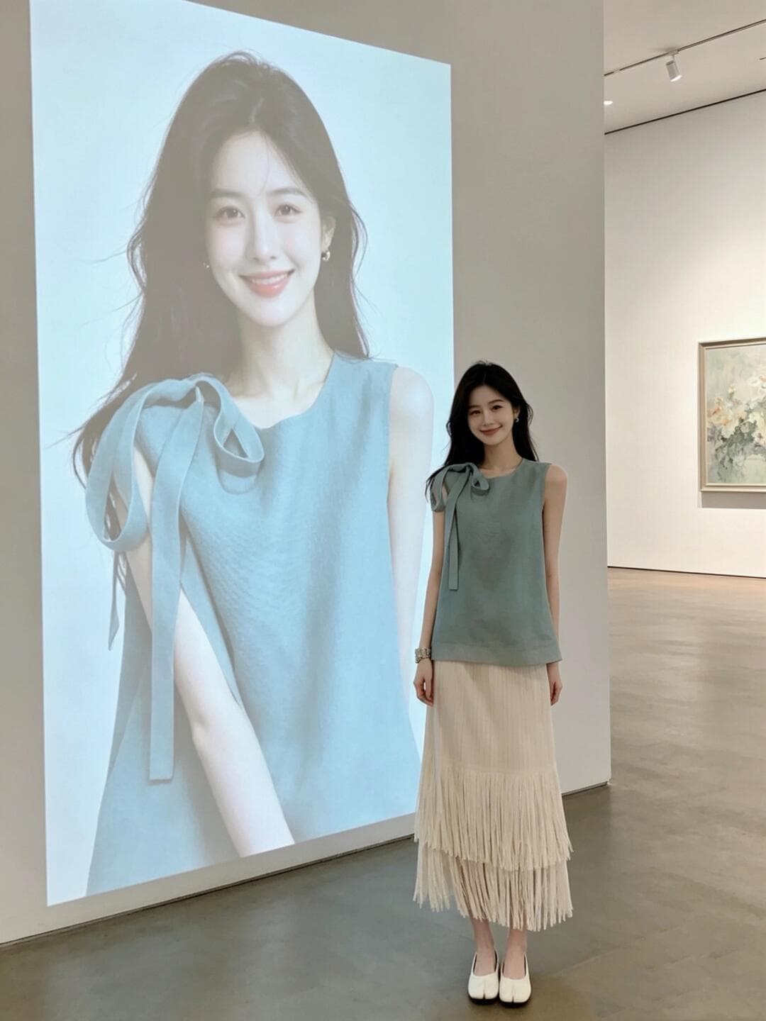 스트랩 민소매 맨위 이미지 2