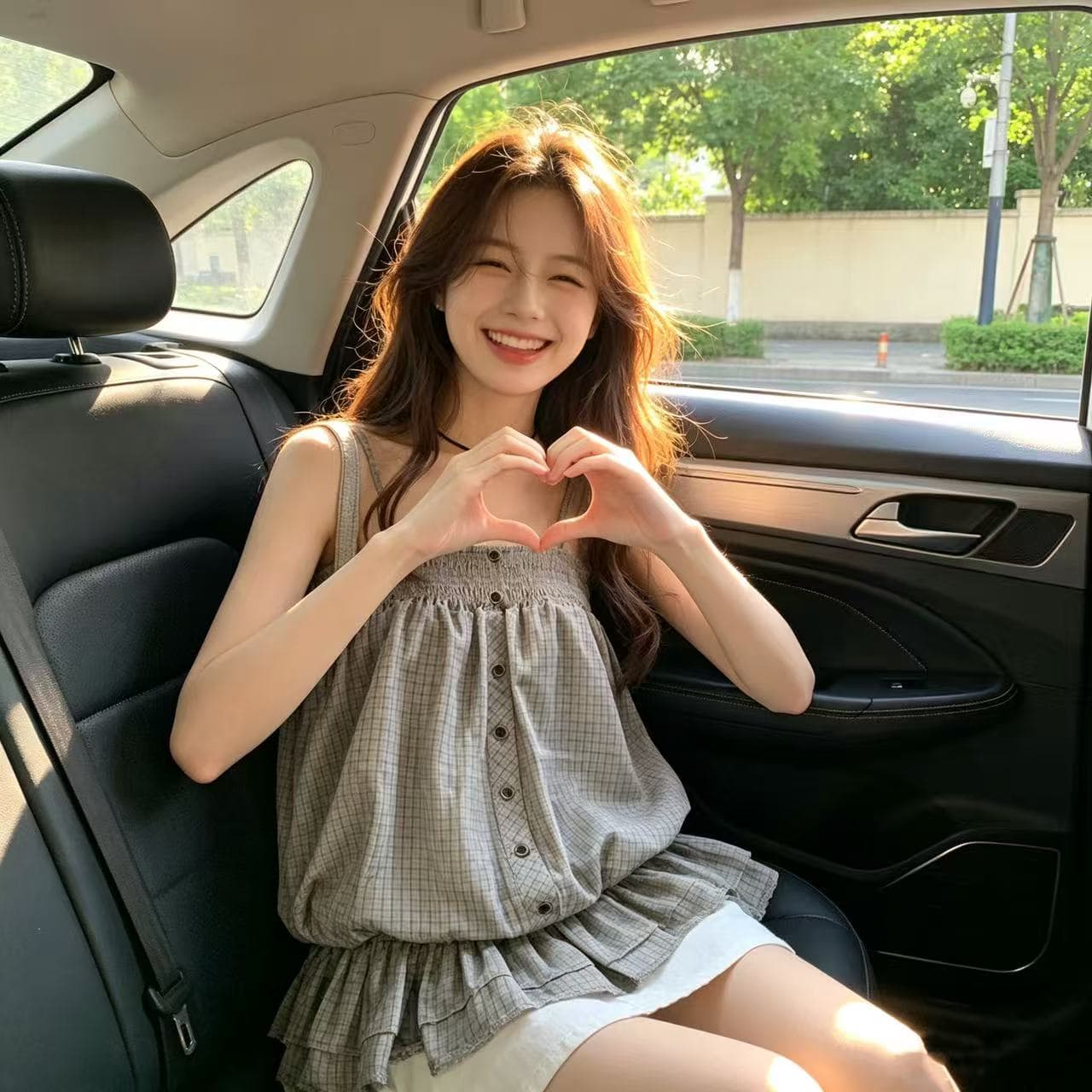 체크무늬 연꽃 잎 레이스 튜브탑 작은 셔츠 상세 이미지 2