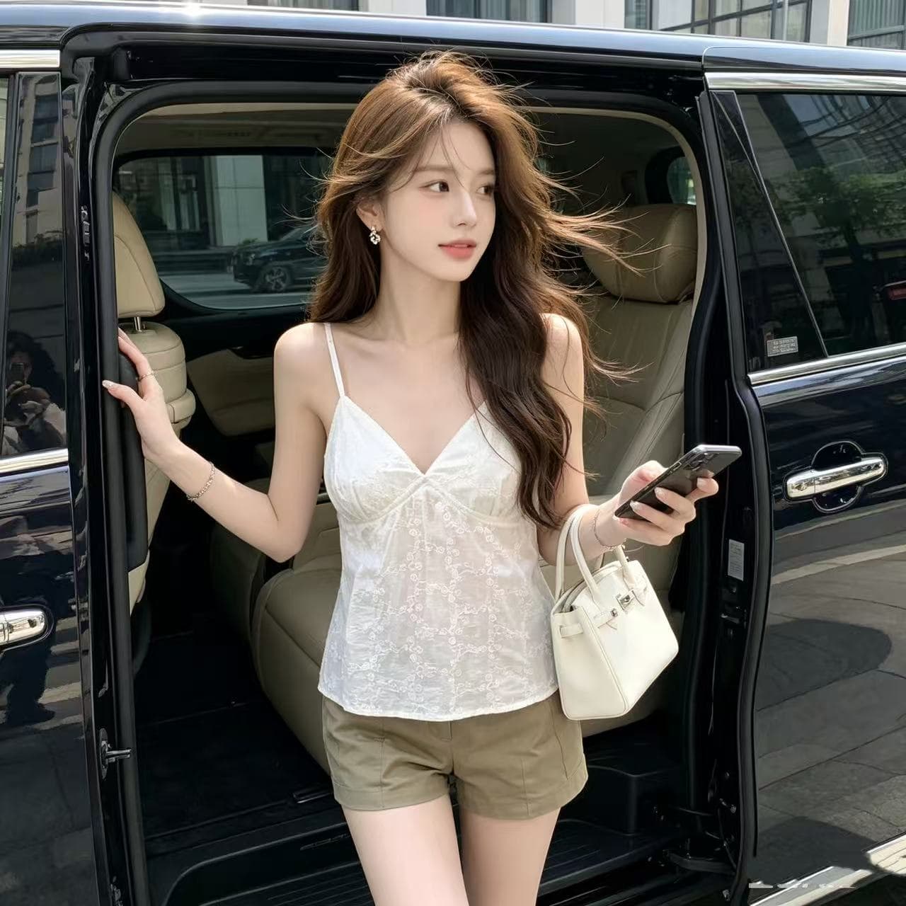 자카드 자수 캐미솔 상세 이미지 1