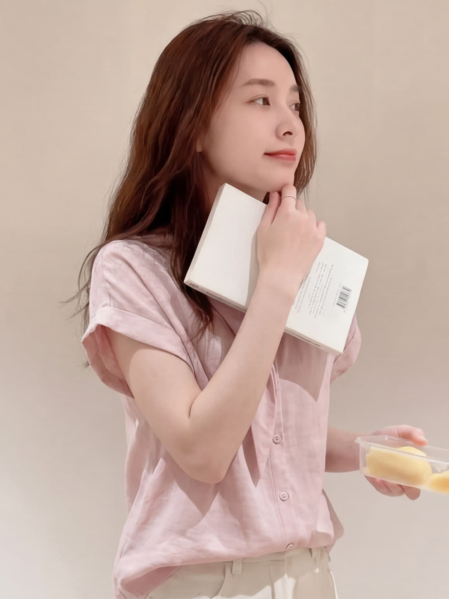 핑크색 리본 반팔 셔츠 이미지 4