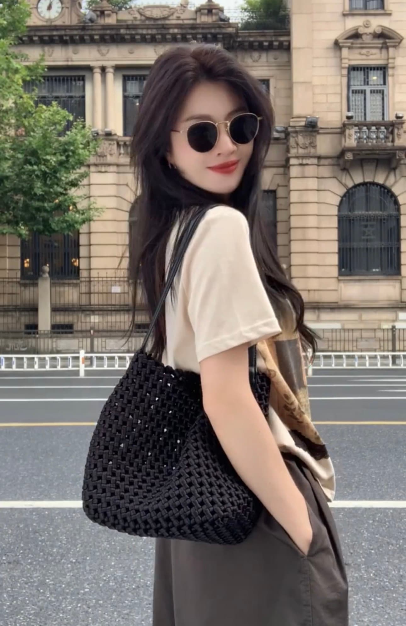 페이크 레이어드 레이스 조각 프린트 반팔 티셔츠 상세 이미지 4