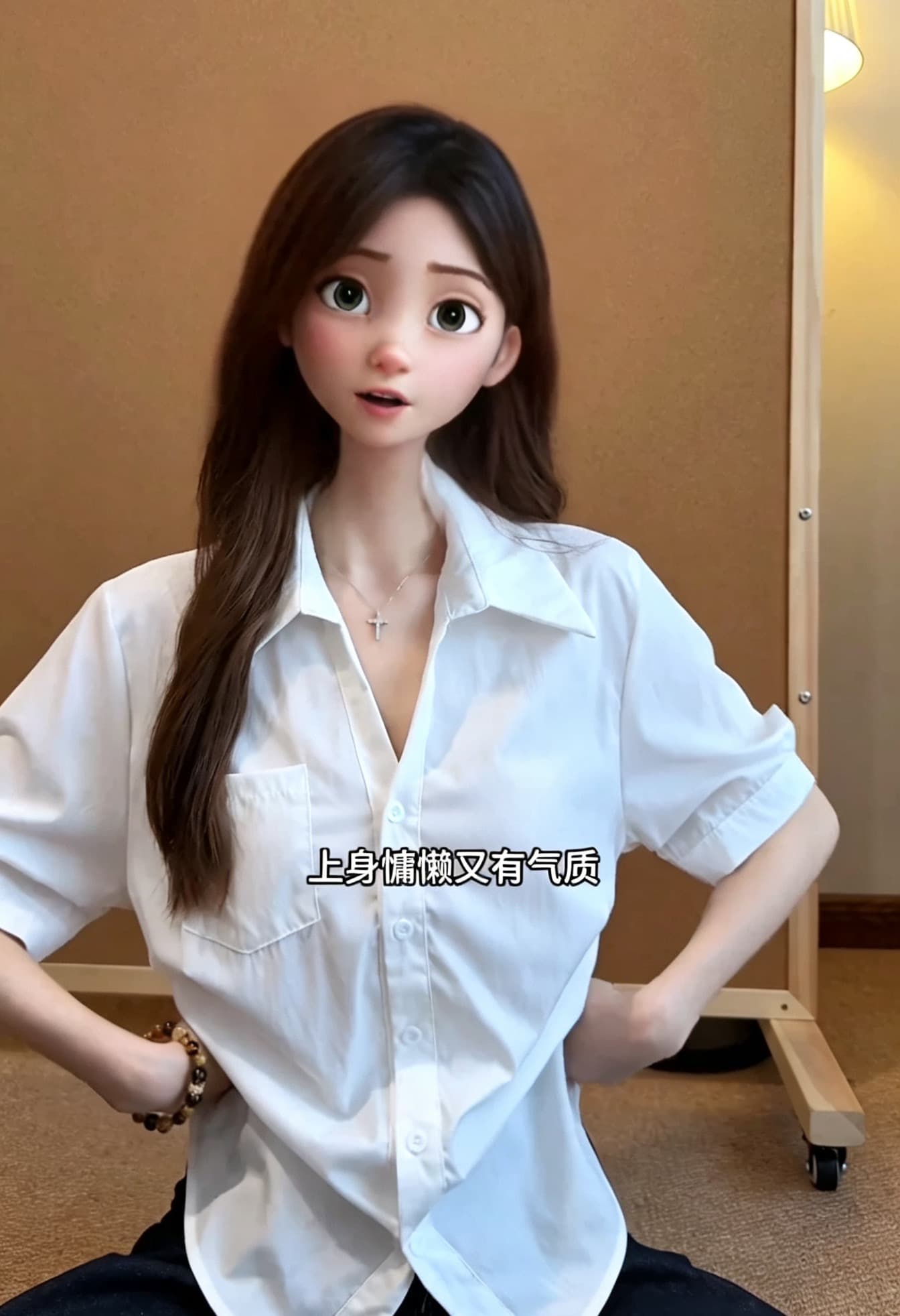 있음 선적 핀치 Pleat 화이트 셔츠 이미지 3
