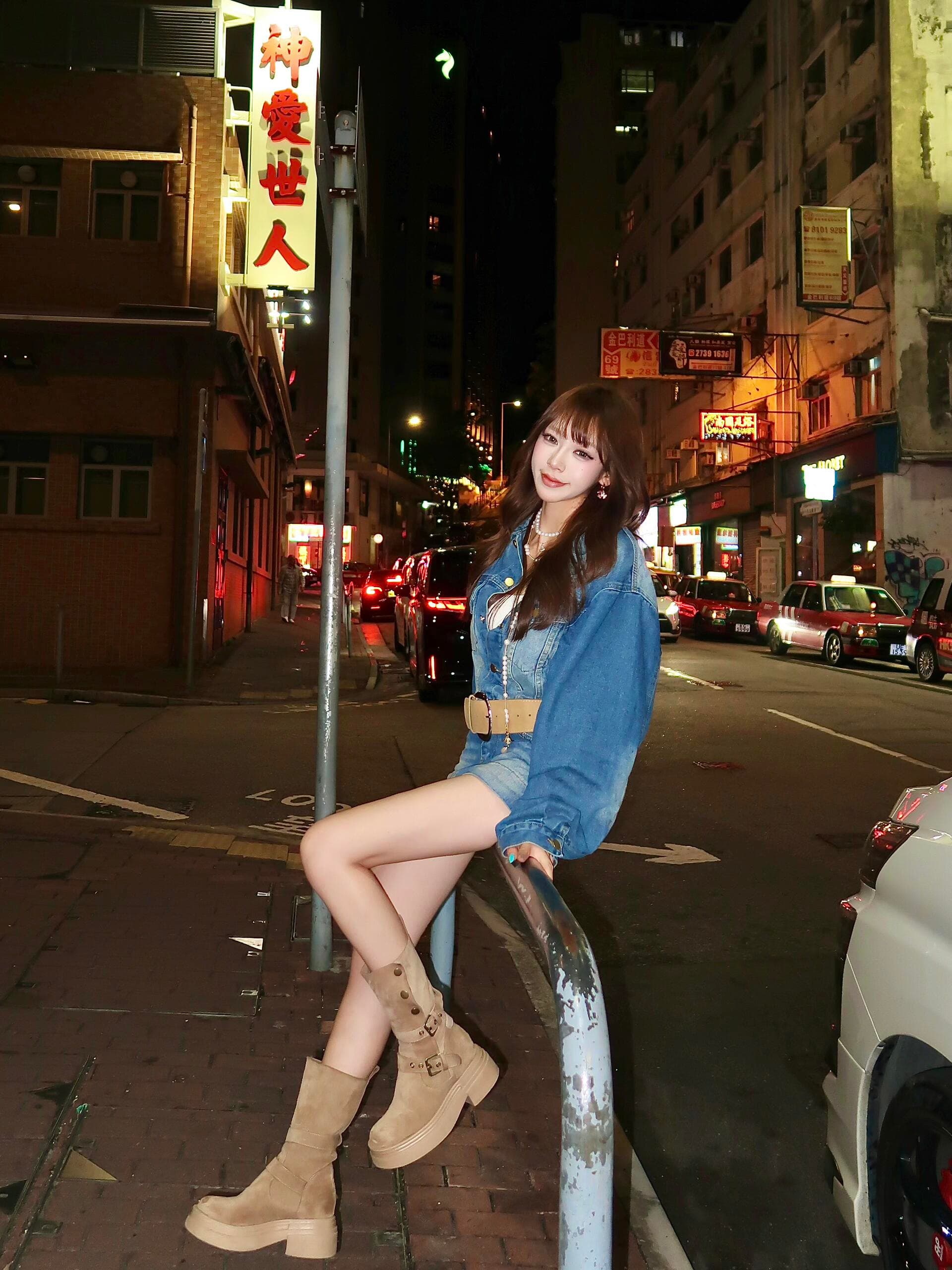 있음 선적 데님 세트 여성 2026 새로운 루즈핏 슬림해 보이는 재킷 순수한 욕망 로우 웨이스트 치마바지 세련된 투피스 세트 이미지 4