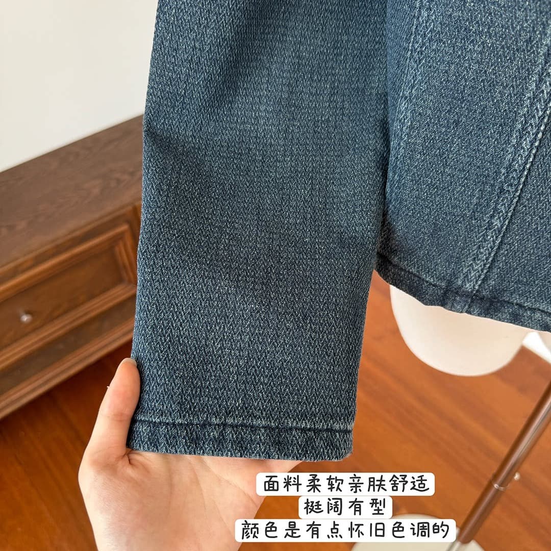 있음 선적 블루스 순간 사설 서비스 레트로 마 오래된 데님 재킷 봄 가을 한 부서 작은 대중 품격 맨위 재킷 이미지 4