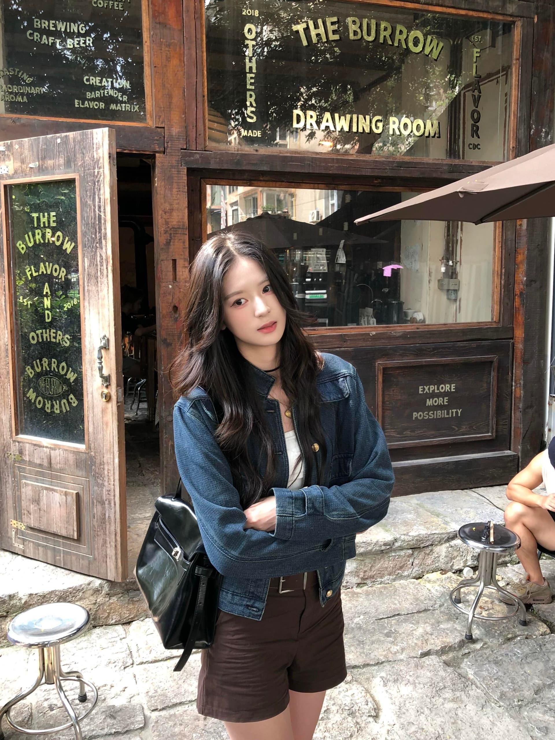 있음 선적 파란색 데님 재킷 봄 가을 워싱 루즈핏 작은 키 쇼트 스타일 중 고대 돈 바람 재킷 상세 이미지 1