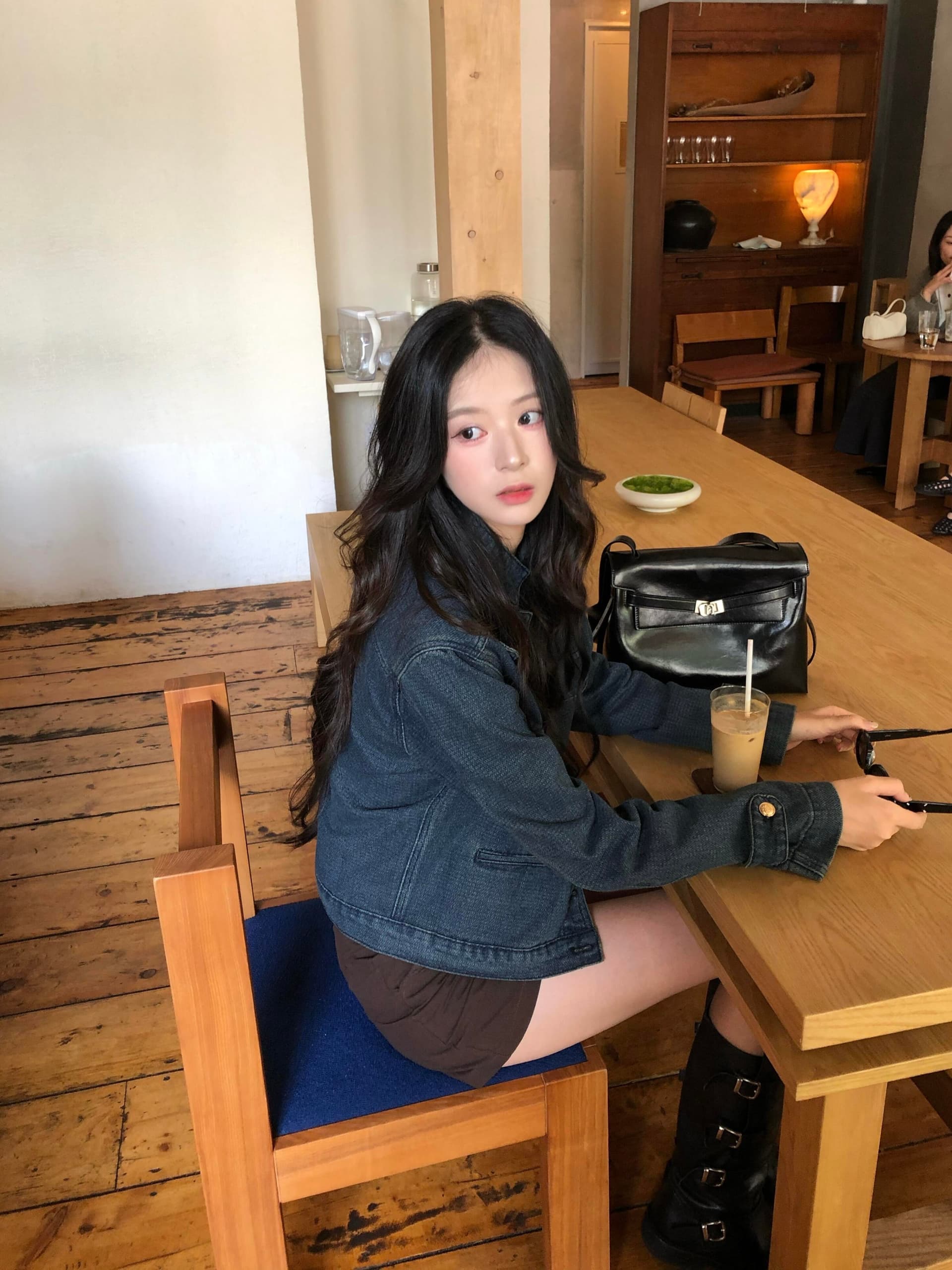 있음 선적 파란색 데님 재킷 봄 가을 워싱 루즈핏 작은 키 쇼트 스타일 중 고대 돈 바람 재킷 상세 이미지 21