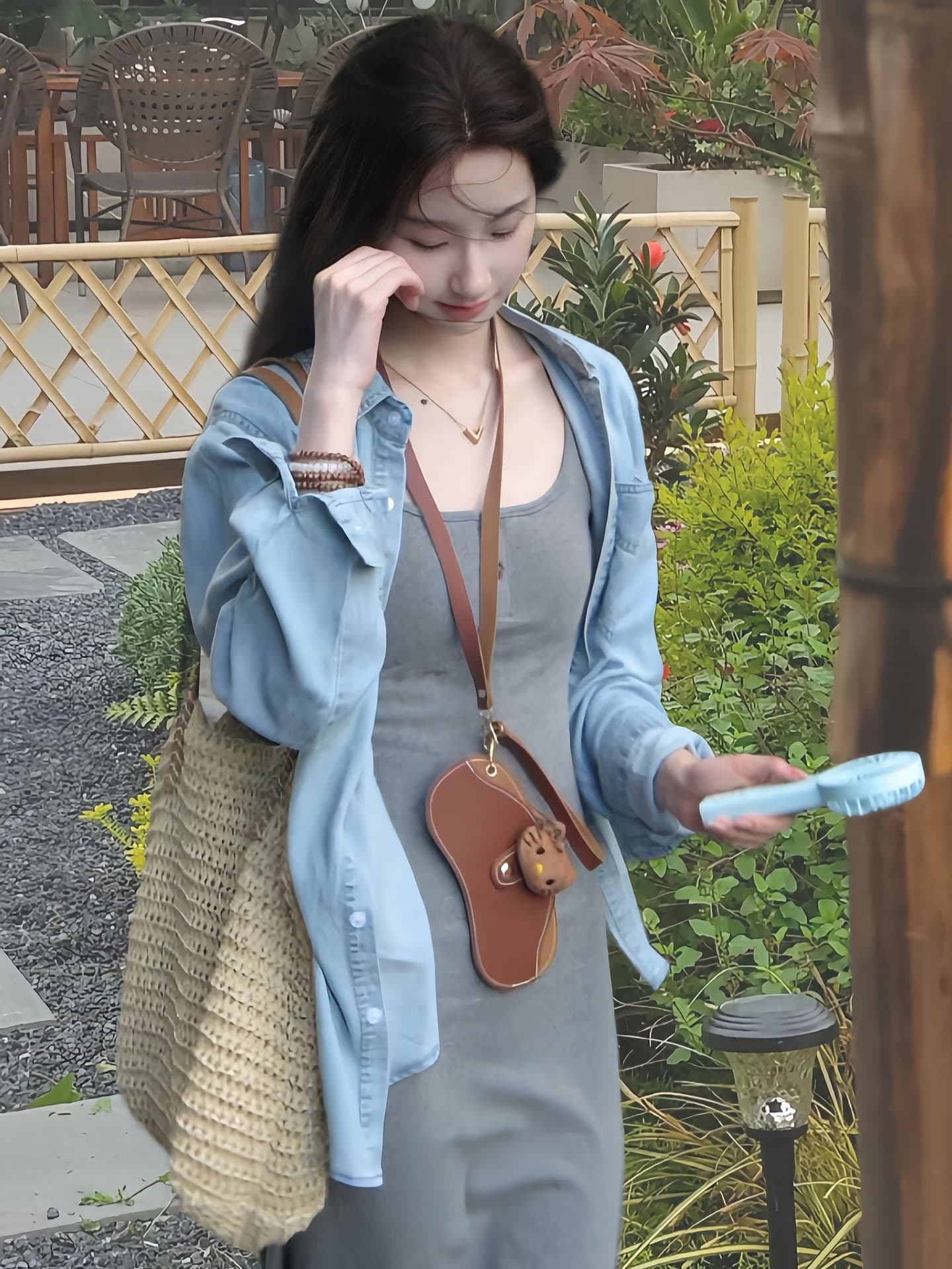있음 선적 프랑스식 고급 센스 슬립 여성 드레스 2026 새로운 품격 슬림해 보이는 롱 스커트 데님 세트 상세 이미지 10