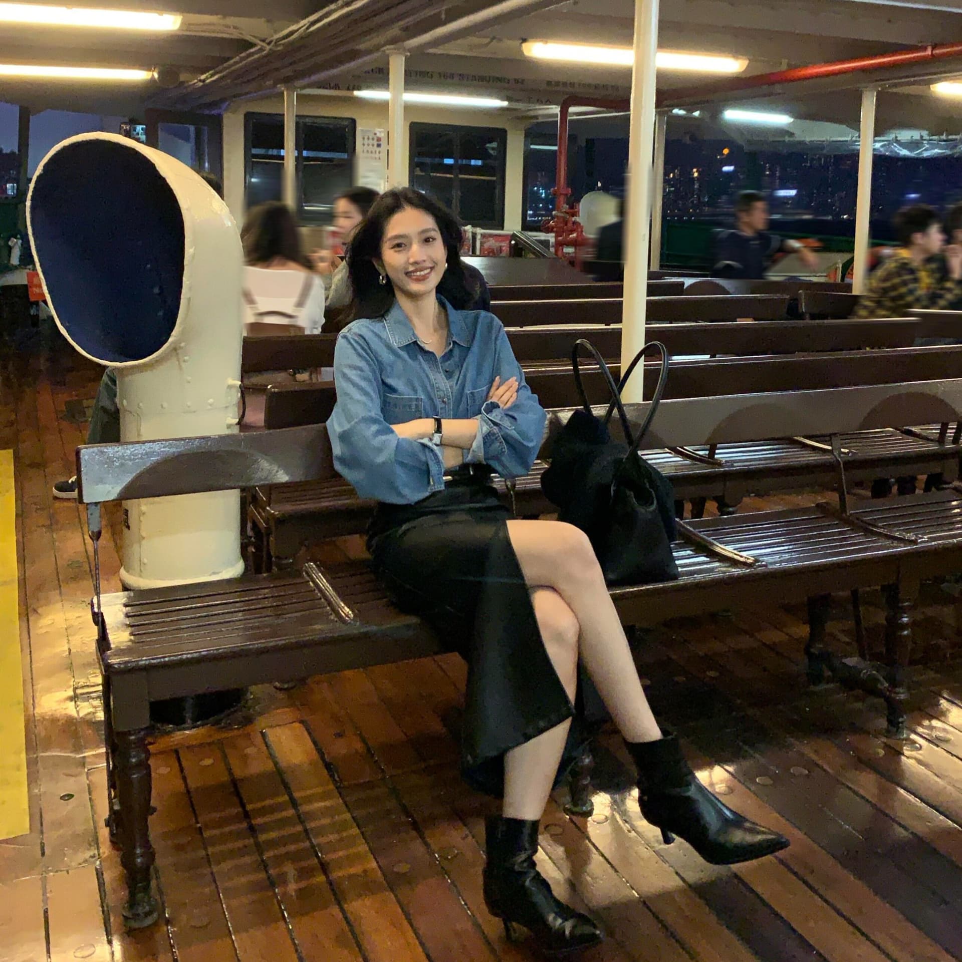 있음 선적 면 100% 질감 데님 여성 셔츠 봄 가을 캐주얼 루즈핏 긴팔 셔츠 재킷 파란색 맨위 이미지 6