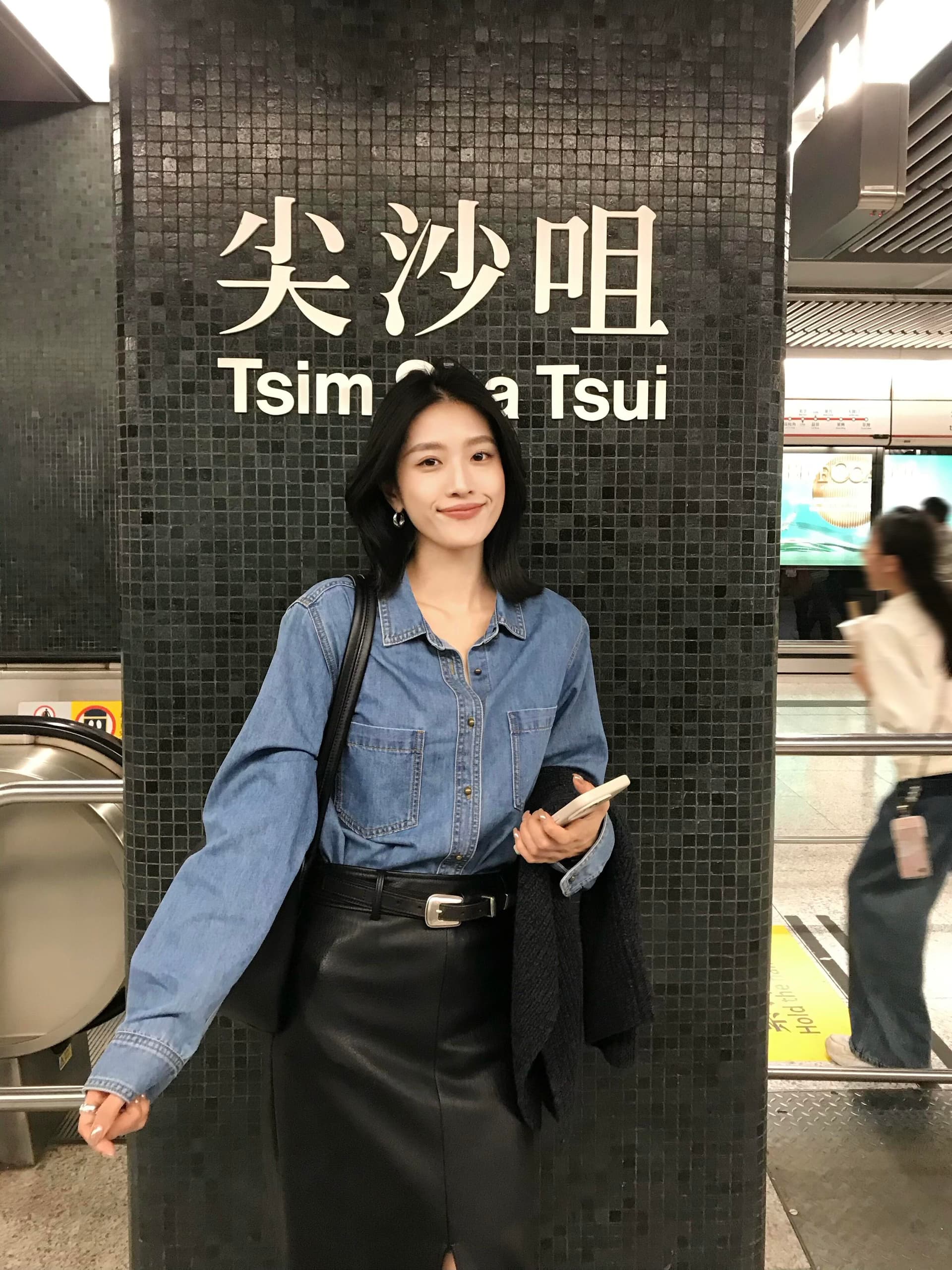있음 선적 면 100% 질감 데님 여성 셔츠 봄 가을 캐주얼 루즈핏 긴팔 셔츠 재킷 파란색 맨위 상세 이미지 1