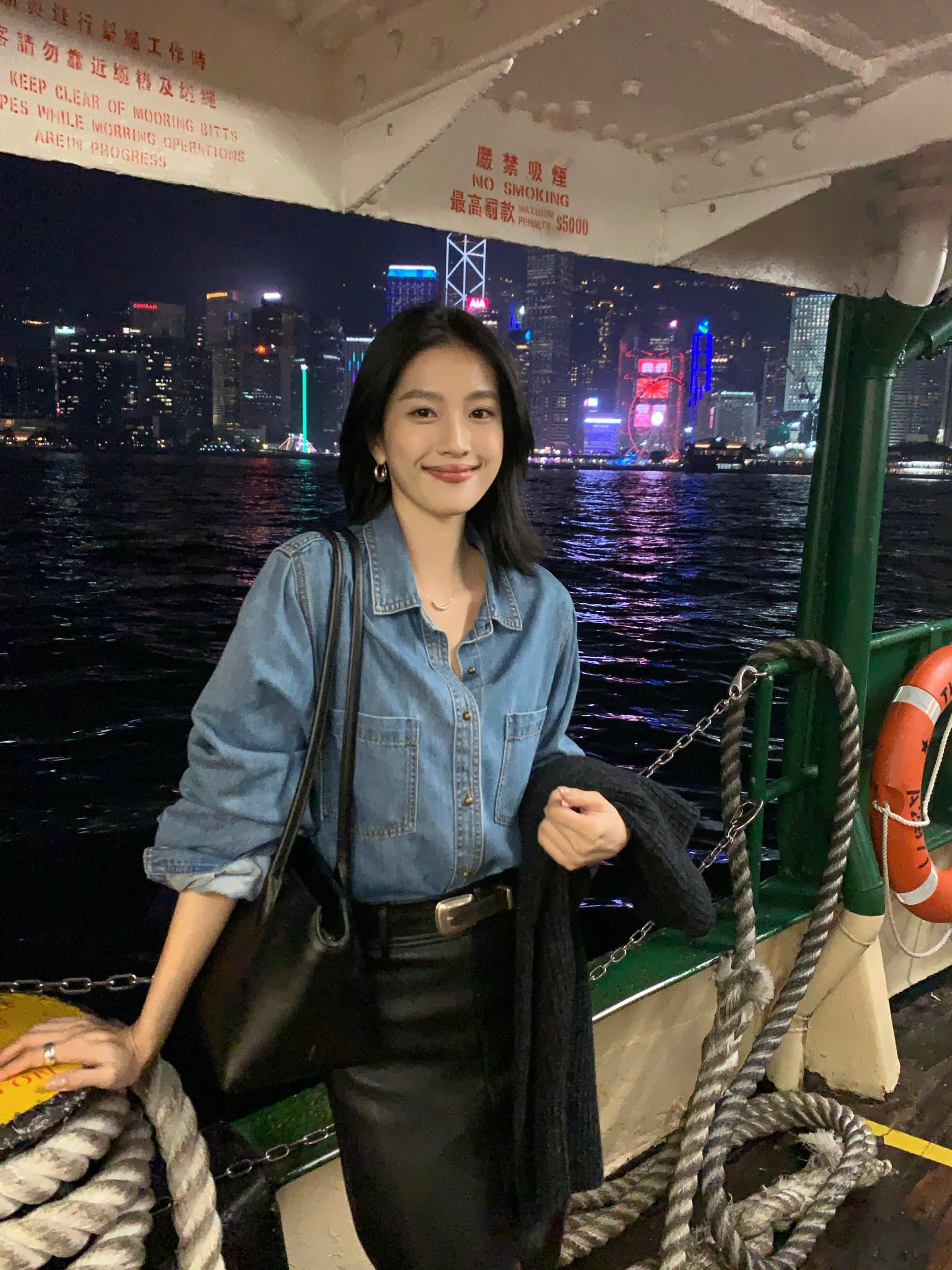 있음 선적 면 100% 질감 데님 여성 셔츠 봄 가을 캐주얼 루즈핏 긴팔 셔츠 재킷 파란색 맨위 상세 이미지 20