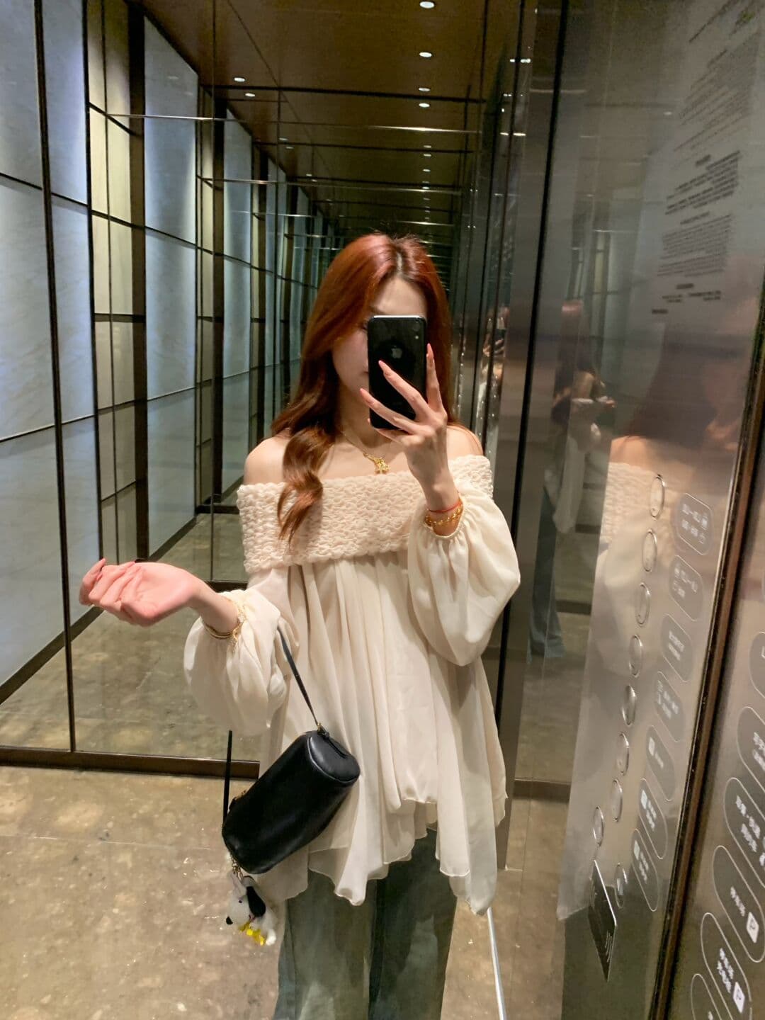 있음 선적 프릴 연인 디자인 센스 요정 달콤함 무거운 작업 주름 보트넥 오프숄더 쉬폰 블라우스 맨위 상세 이미지 15