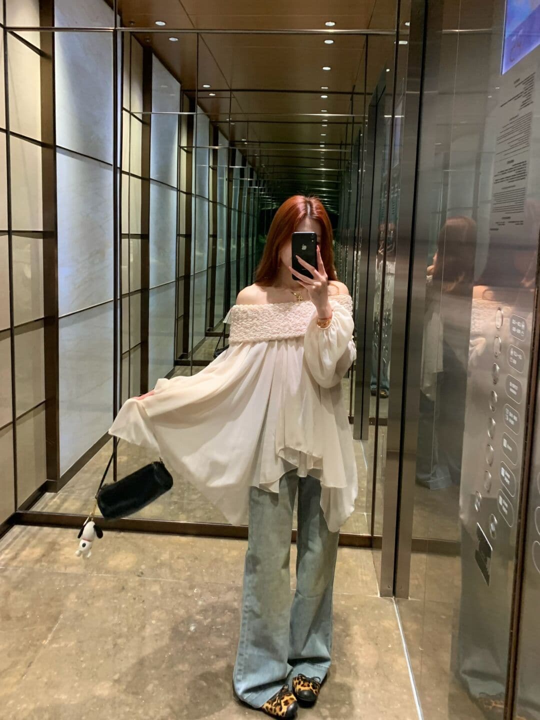 있음 선적 프릴 연인 디자인 센스 요정 달콤함 무거운 작업 주름 보트넥 오프숄더 쉬폰 블라우스 맨위 상세 이미지 16