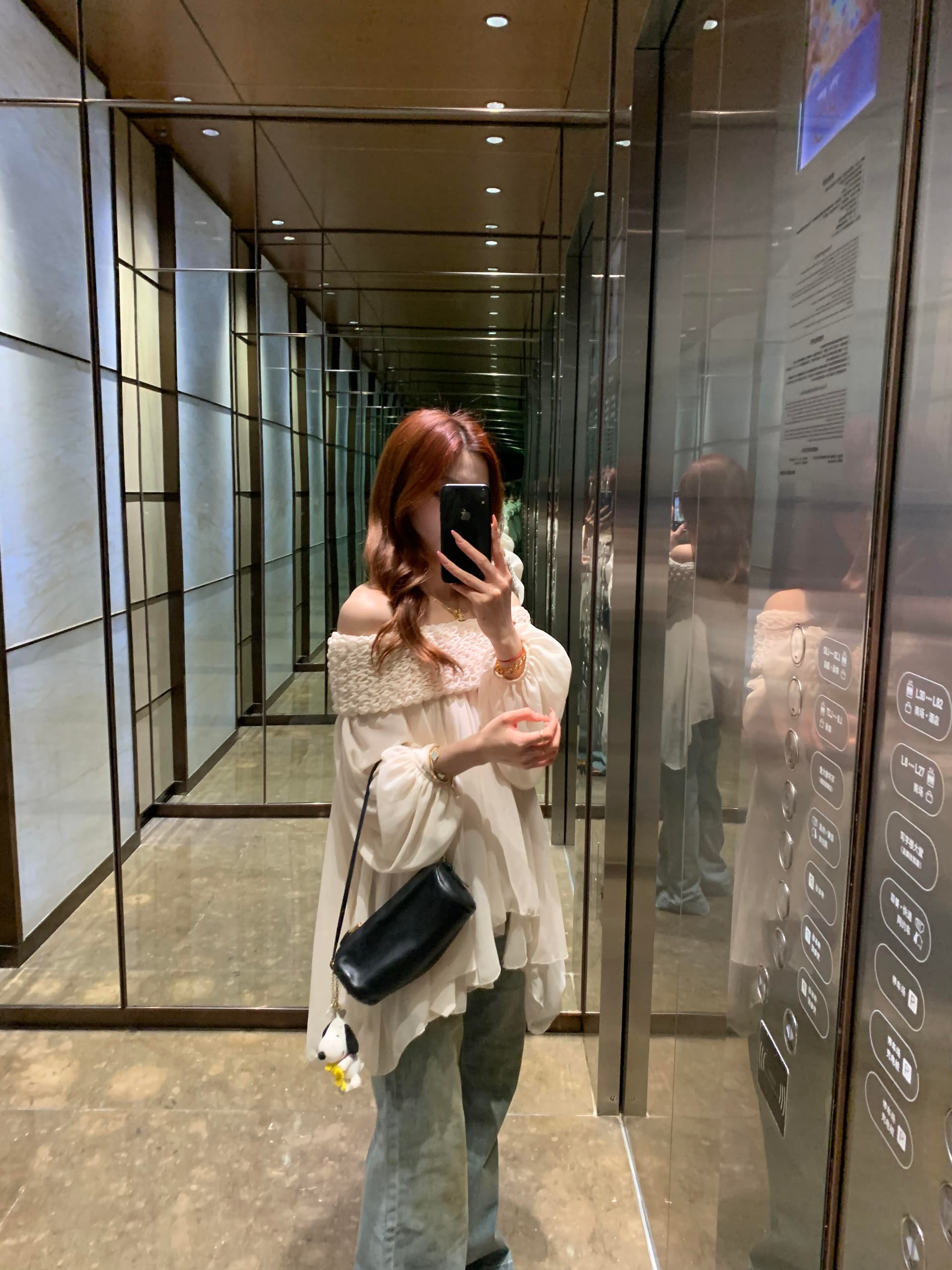 있음 선적 프릴 연인 디자인 센스 요정 달콤함 무거운 작업 주름 보트넥 오프숄더 쉬폰 블라우스 맨위 상세 이미지 19